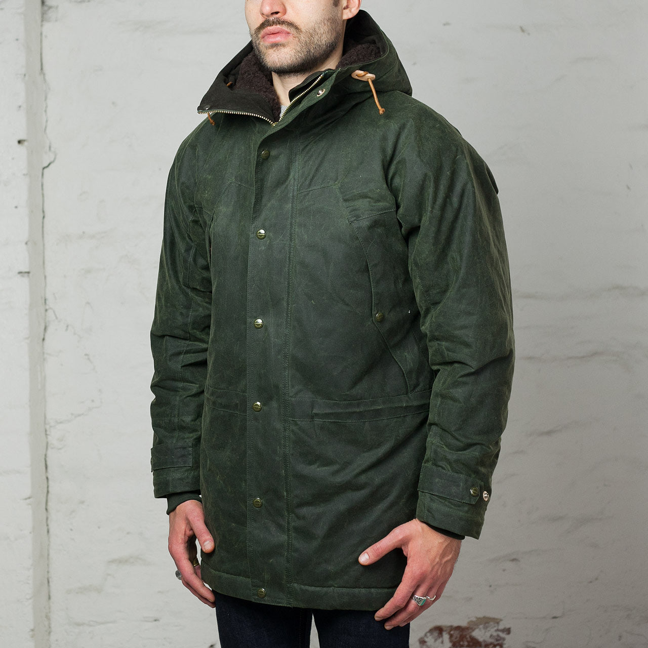 Long Mountain Jacket Dark Green Waxed