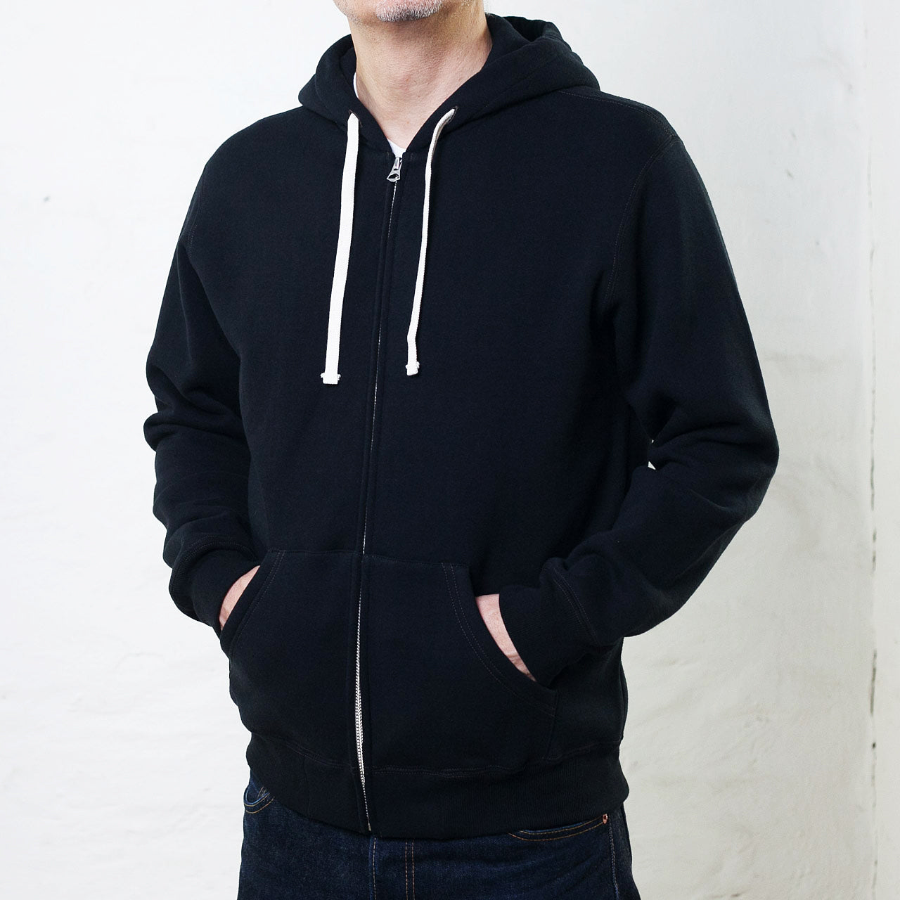 THE REAL McCOY S 10oz Loopwheel Zip Hoody Schwarz