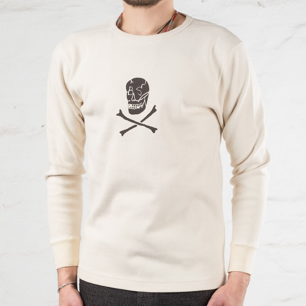 Ritual Skull Crew Neck Amish Under Wear Beige