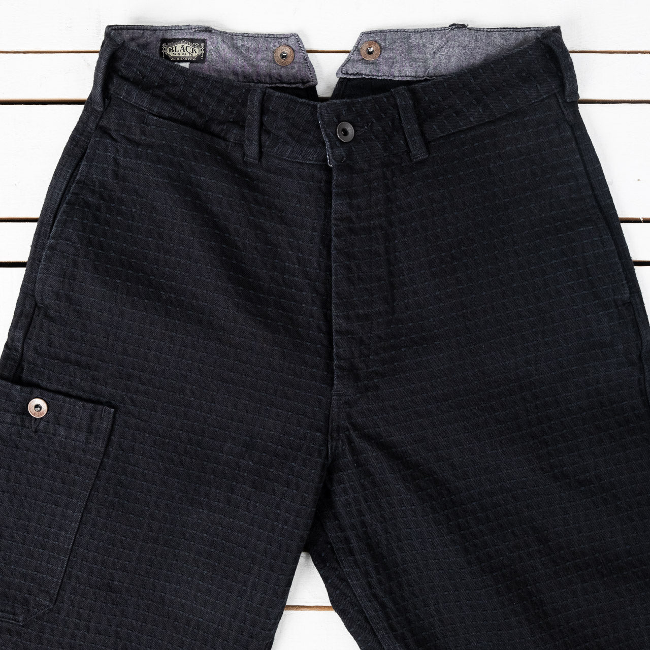 Sashiko 15.5 oz Black Denim Croft Pants