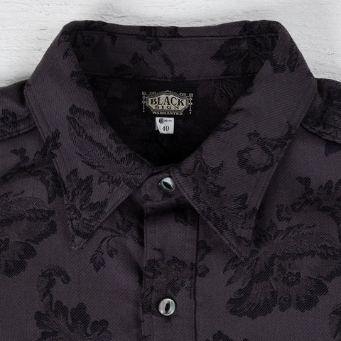 Flower Jacquard Heavy Weight Work Shirt Gray