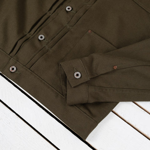 Military Twill Pleats Jacket Green