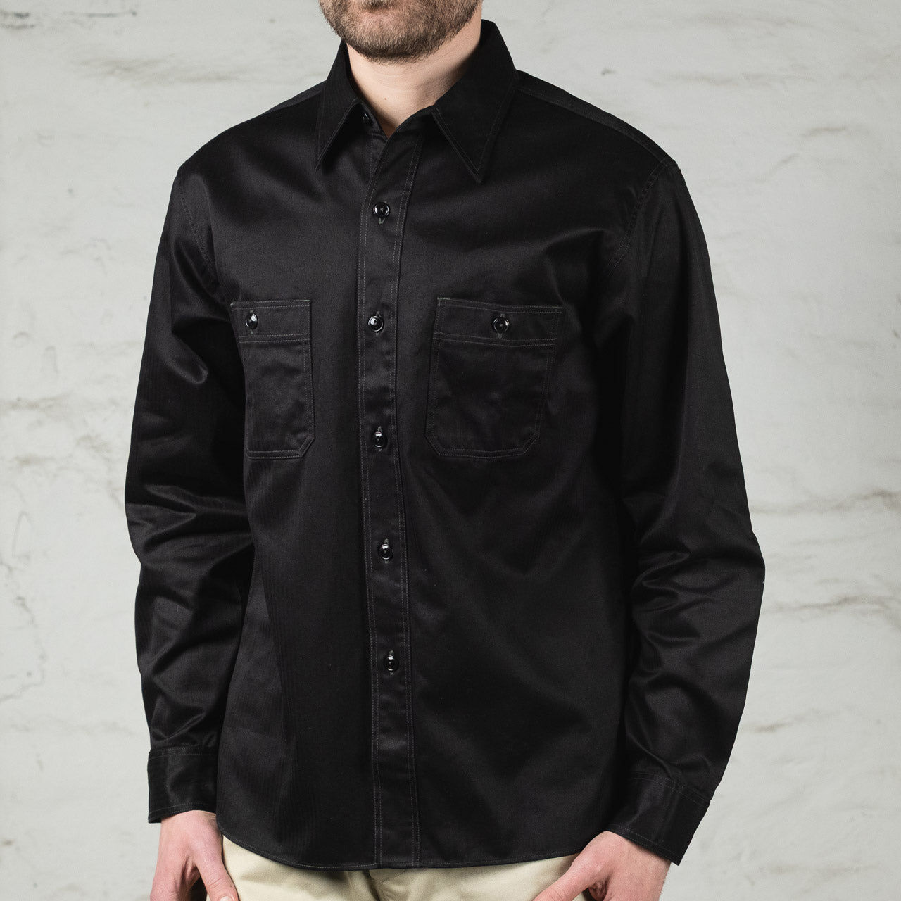 Herringbone Work Shirt Black