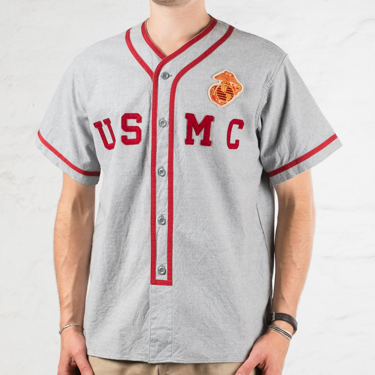 USMC Baseball Shirt Grau Meliert