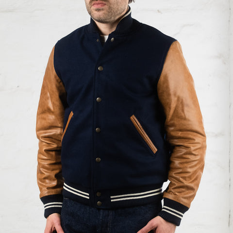 Varsity Jacke Navy / Tan