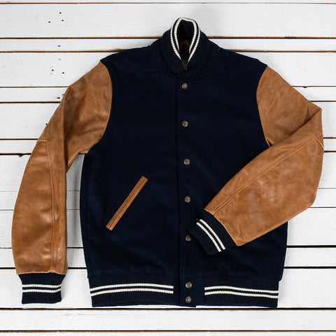 Varsity Jacke Navy / Tan