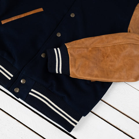 Varsity Jacke Navy / Tan