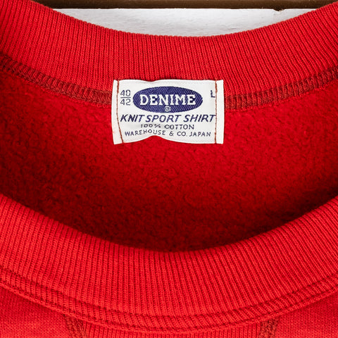 4 Needle Front V-Crew Neck Sweatshirt Red