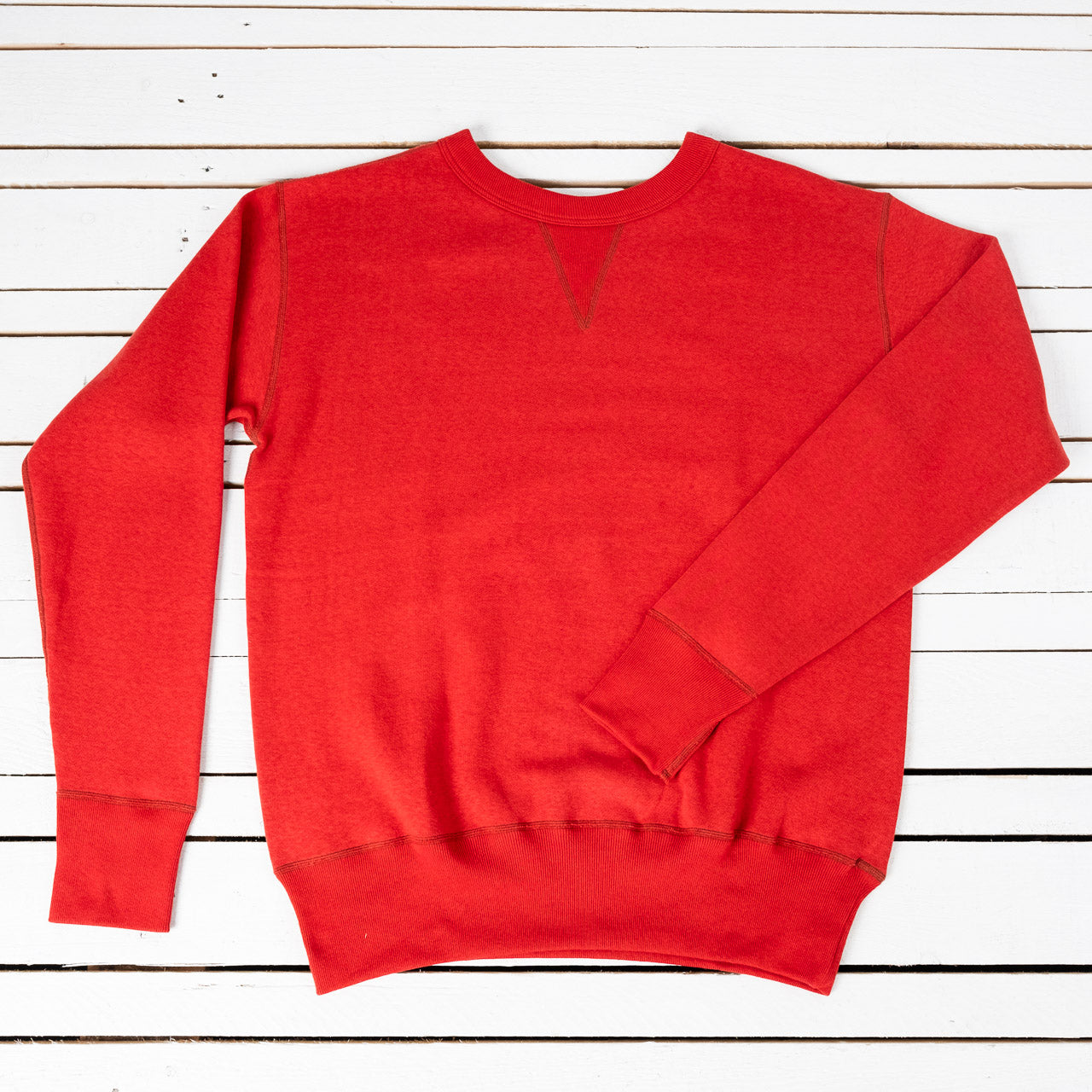 4 Needle Front V-Crew Neck Sweatshirt Rot