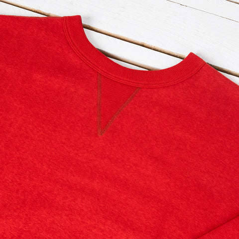 4 Needle Front V-Crew Neck Sweatshirt Red