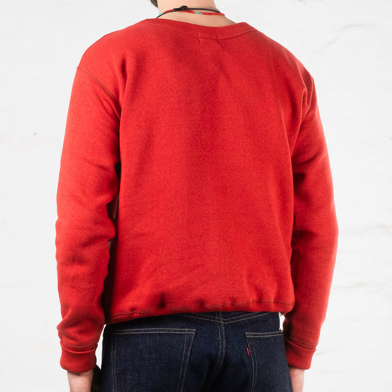 4 Needle Front V-Crew Neck Sweatshirt Rot