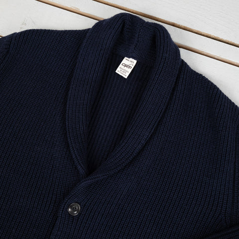 Shawl Collar Cardigan Merino Knit Blau