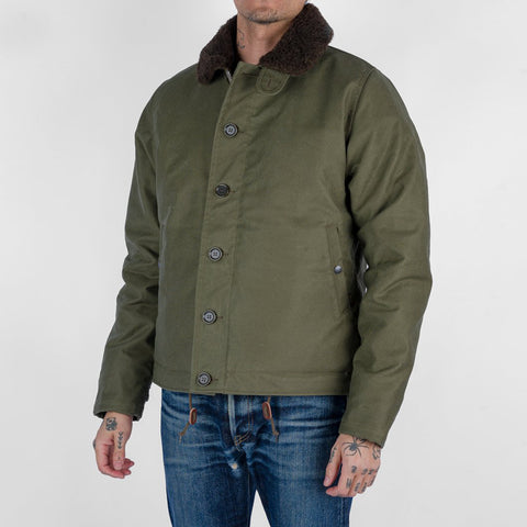 IHM-37-GRN Oiled Whipcord N1 Deck Jacket Army Green