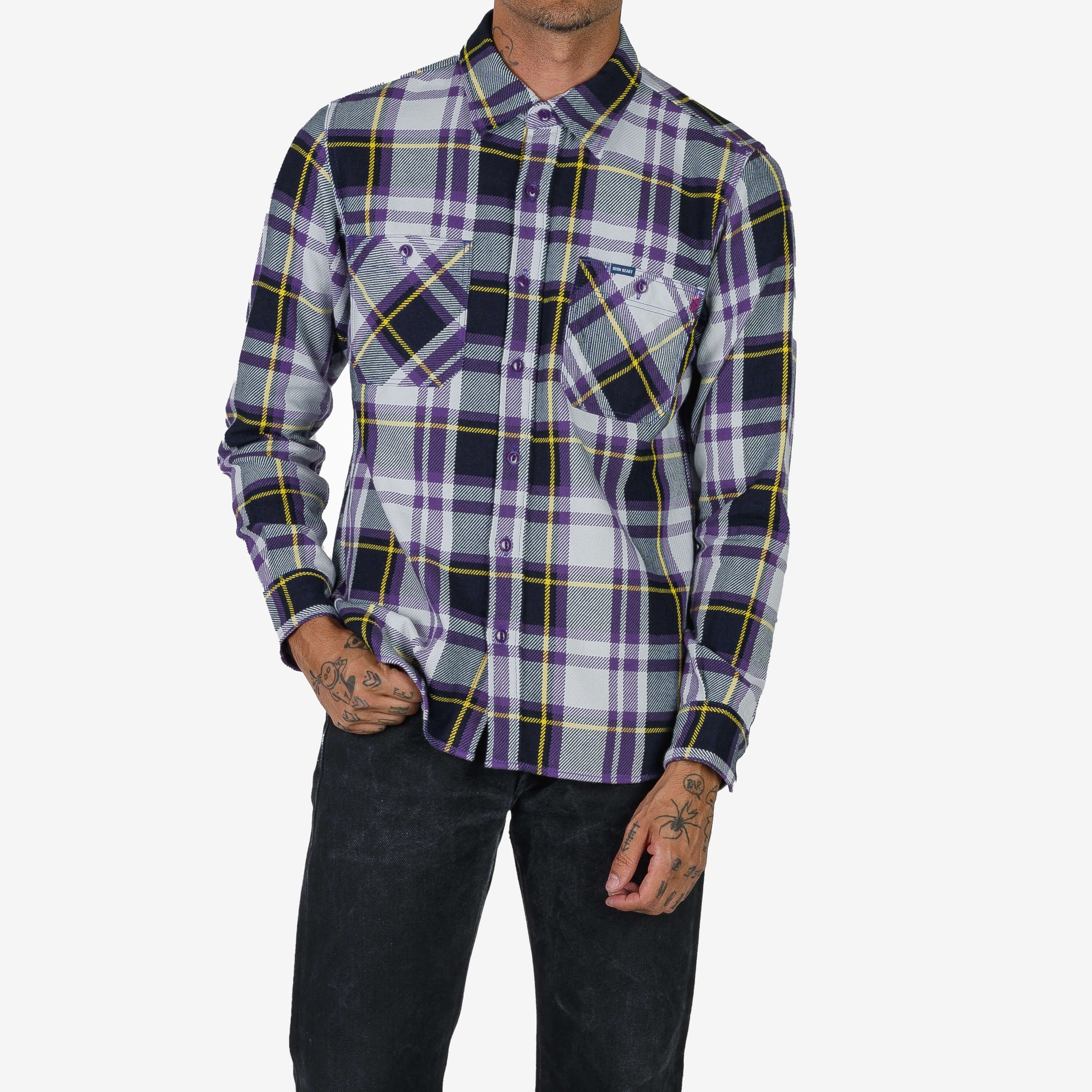 IHSH-382 9oz American Check Work Shirt Purple