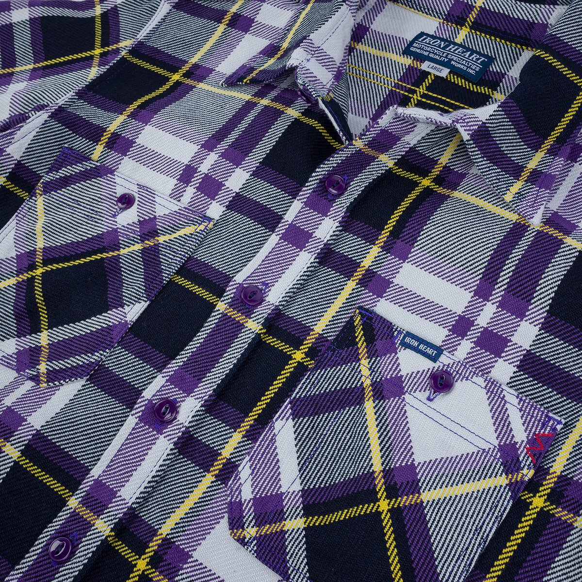 IHSH-382 9oz American Check Work Shirt Purple