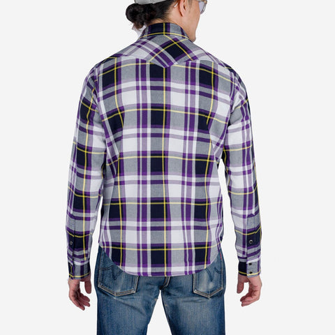 IHSH-390-PUR 9 oz American Check Western Shirt Purple