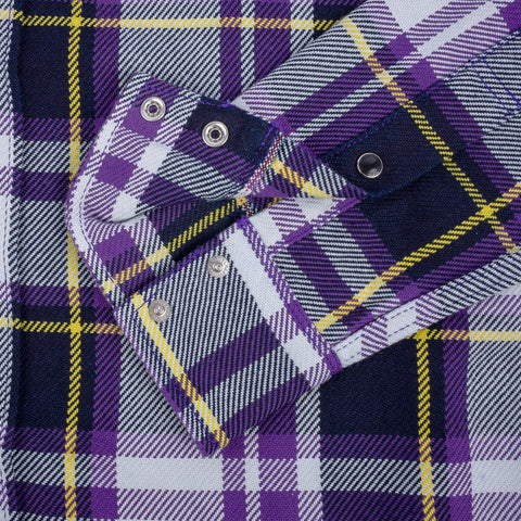 IHSH-390-PUR 9 oz American Check Western Shirt Purple