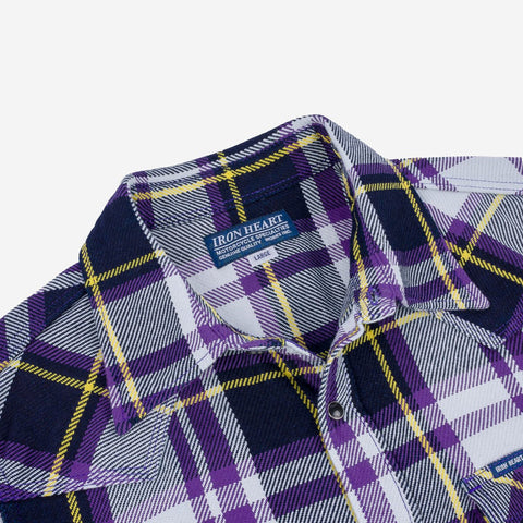 IHSH-390-PUR 9 oz American Check Western Shirt Purple