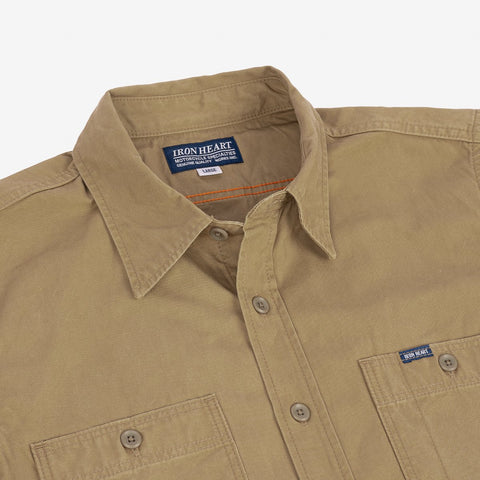 IHSH-393-KHA 7 oz. Fatigue Cloth Short Sleeved Work Shirt Khaki