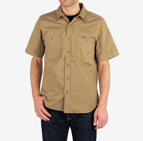 IHSH-393-KHA 7 oz. Fatigue Cloth Short Sleeved Work Shirt Khaki