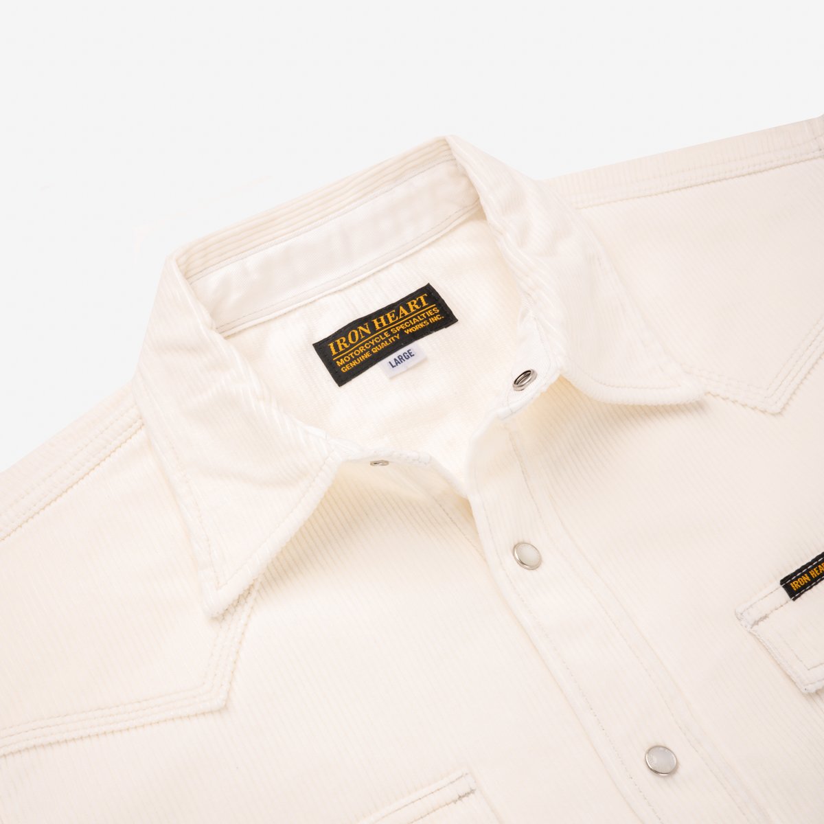 IHSH-398-WHT 11 oz. Corduroy Western Shirt Off White