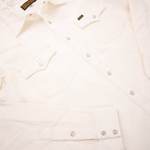 IHSH-398-WHT 11 oz. Corduroy Western Shirt Off White