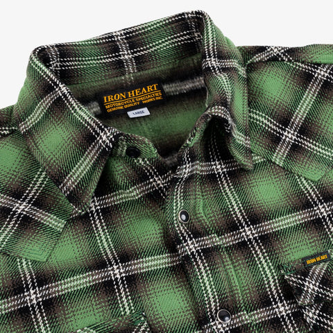 IHSH-405-GRN Ultra Heavy Flannel Check Western Shirt Green