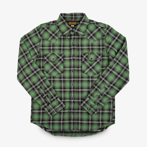 IHSH-405-GRN Ultra Heavy Flannel Check Western Shirt Green