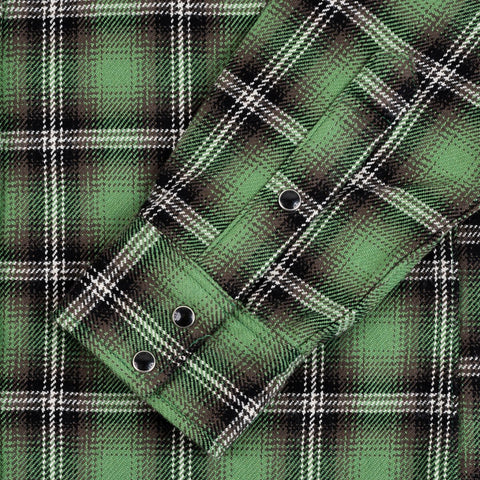 IHSH-405-GRN Ultra Heavy Flannel Check Western Shirt Green