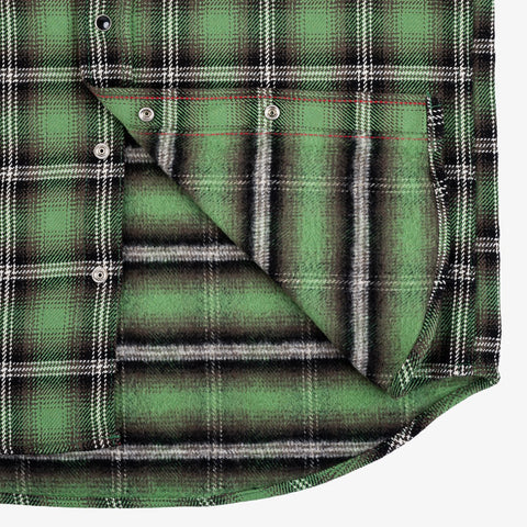 IHSH-405-GRN Ultra Heavy Flannel Check Western Shirt Green