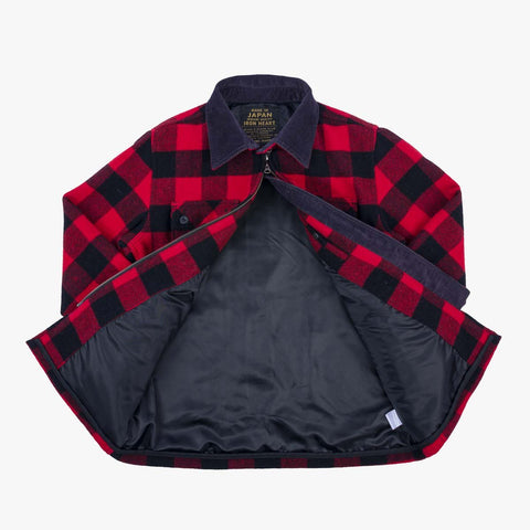 IHW-20-RED Wool Buffalo Check Bush Jacket Red