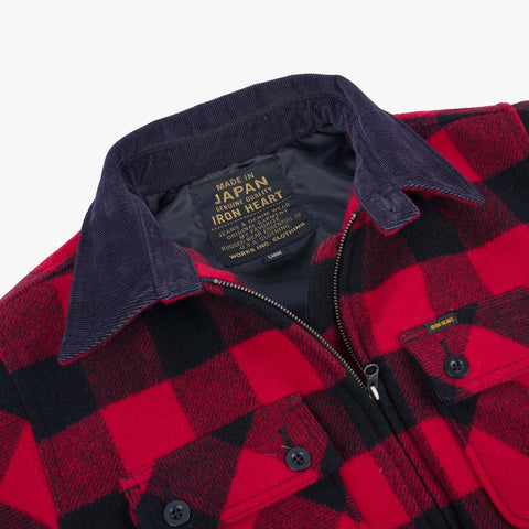 IHW-20-RED Wool Buffalo Check Bush Jacket Red