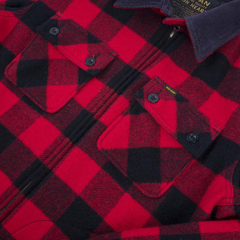 IHW-20-RED Wool Buffalo Check Bush Jacket Red