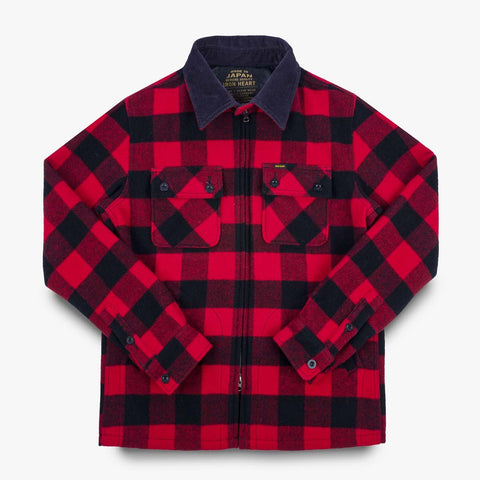 IHW-20-RED Wool Buffalo Check Bush Jacket Red