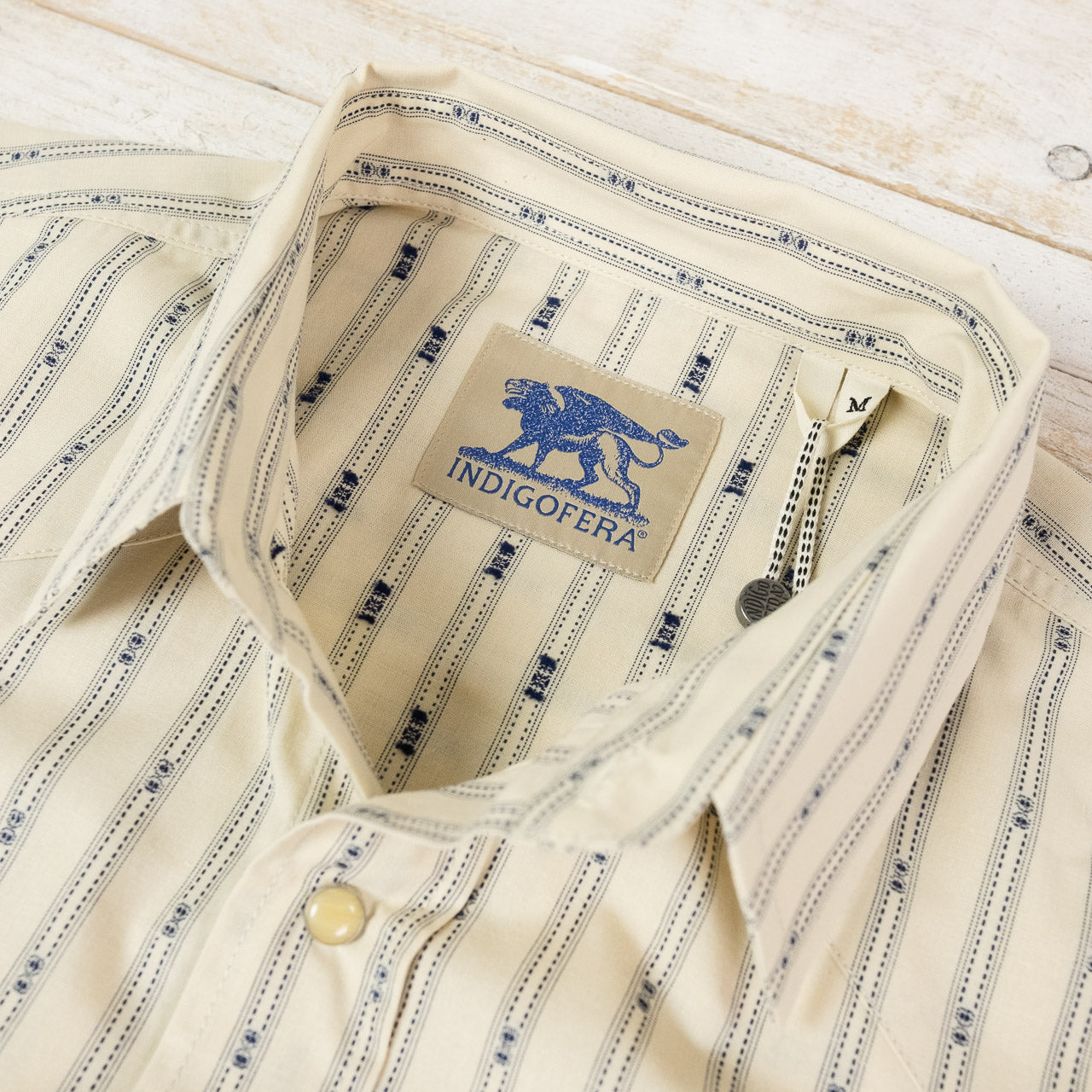 Randy Shirt Cotton Stripe Ecru/Indigo