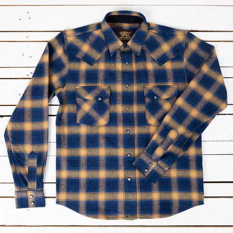 Dawson Shirt Check Selvedge Flannel Blue / Orange