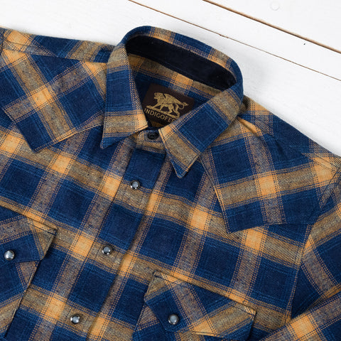 Dawson Shirt Check Selvedge Flannel Blue / Orange