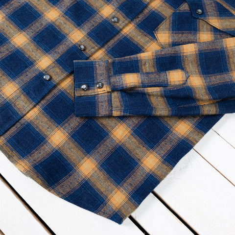 Dawson Shirt Check Selvedge Flannel Blue / Orange