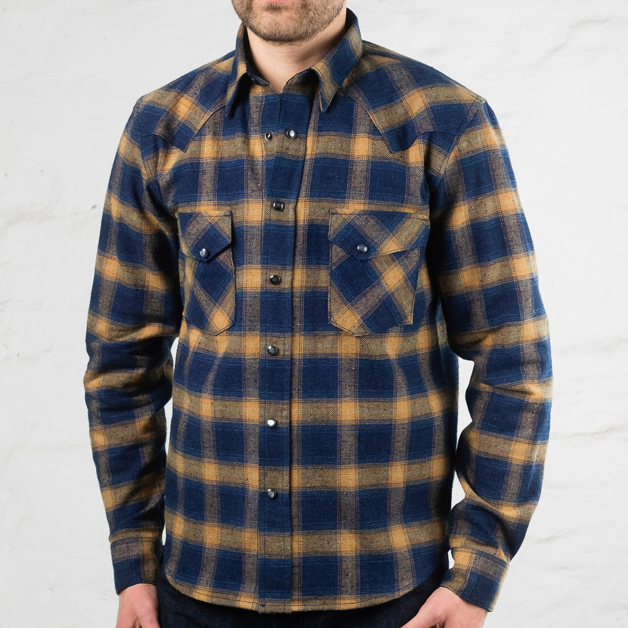 Dawson Shirt Check Selvedge Flannel Blue / Orange