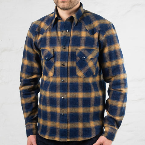 Dawson Shirt Check Selvedge Flannel Blue / Orange