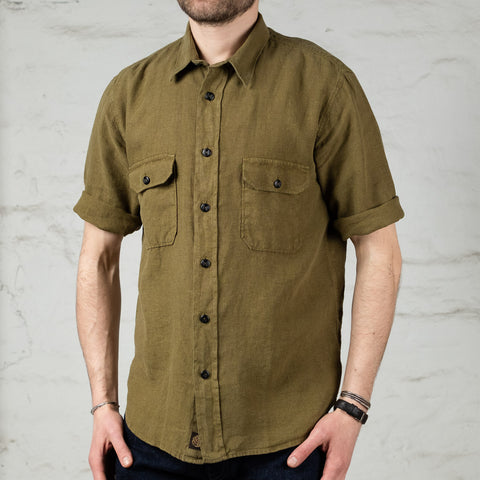 Delray Shirt Linen Canvas Military Olive