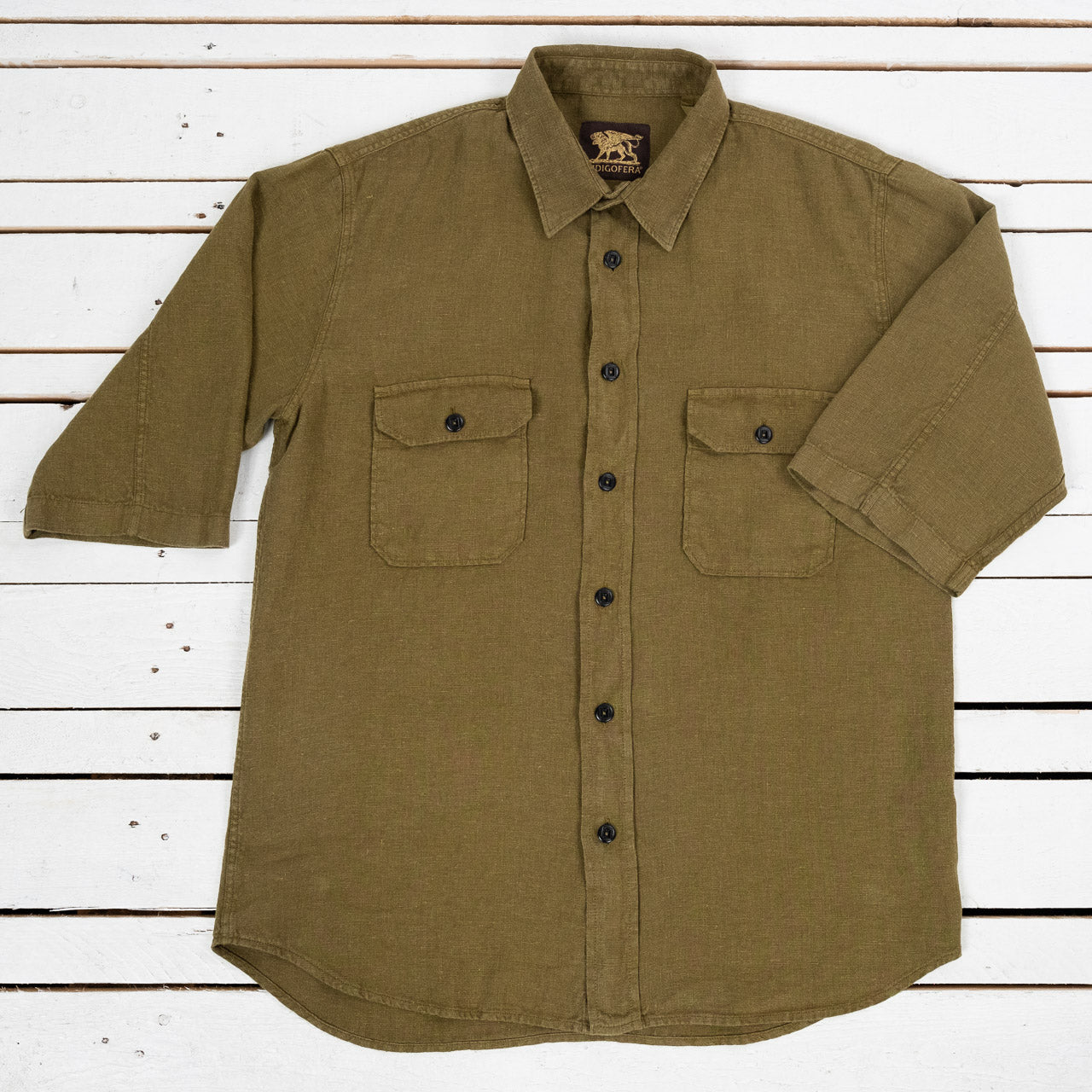 Delray Shirt Linen Canvas Military Olive