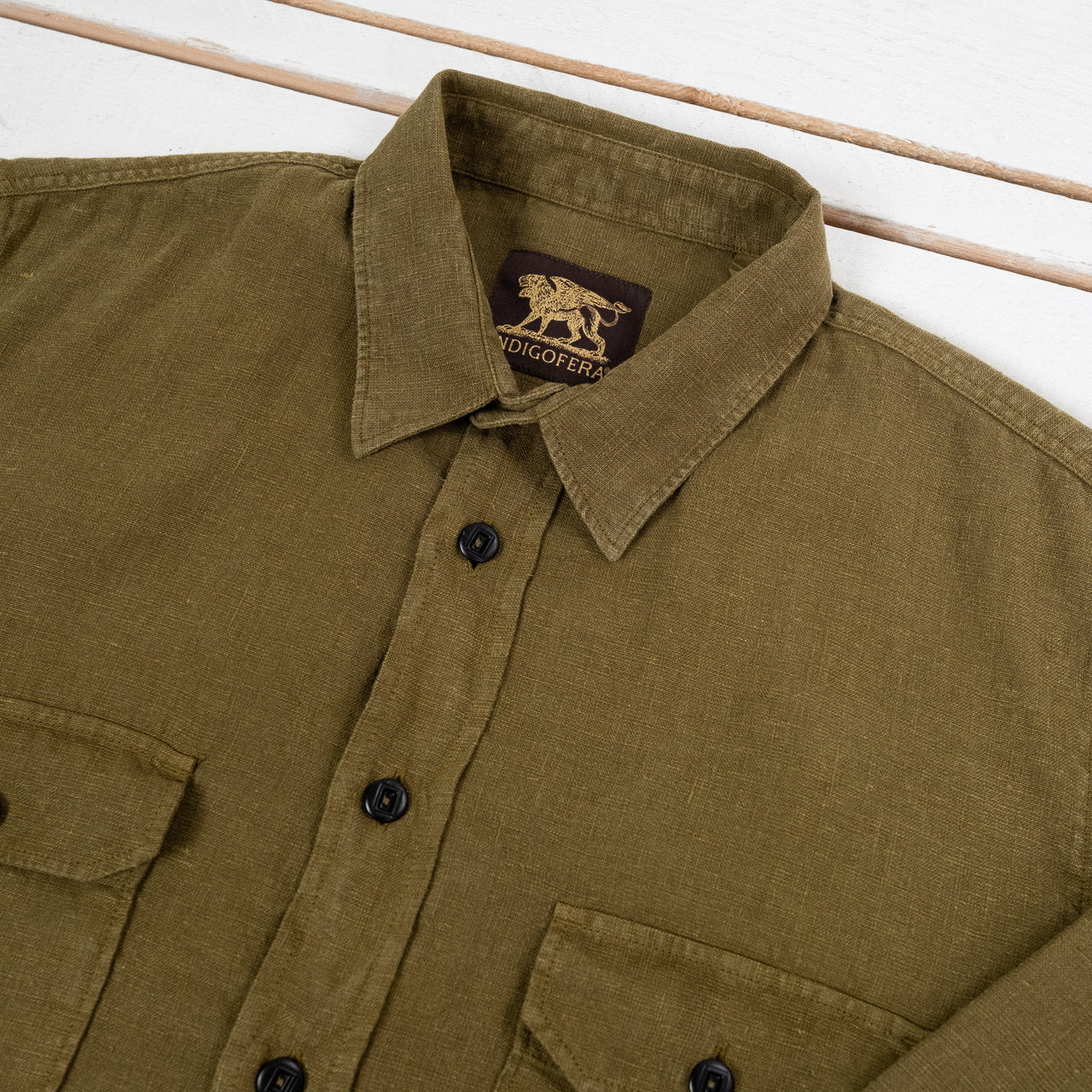 Delray Shirt Linen Canvas Military Olive