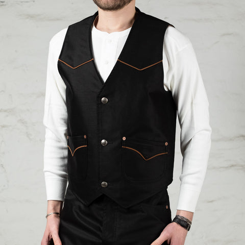 Colton Vest Giza Cotton Moleskin Black