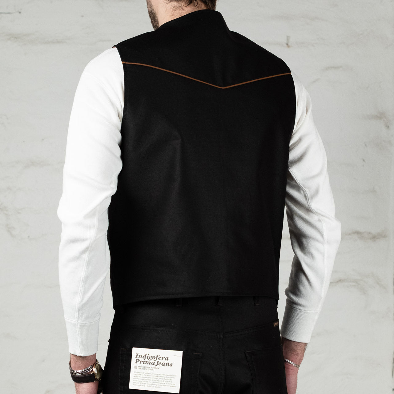 Colton Vest Giza Cotton Moleskin Black