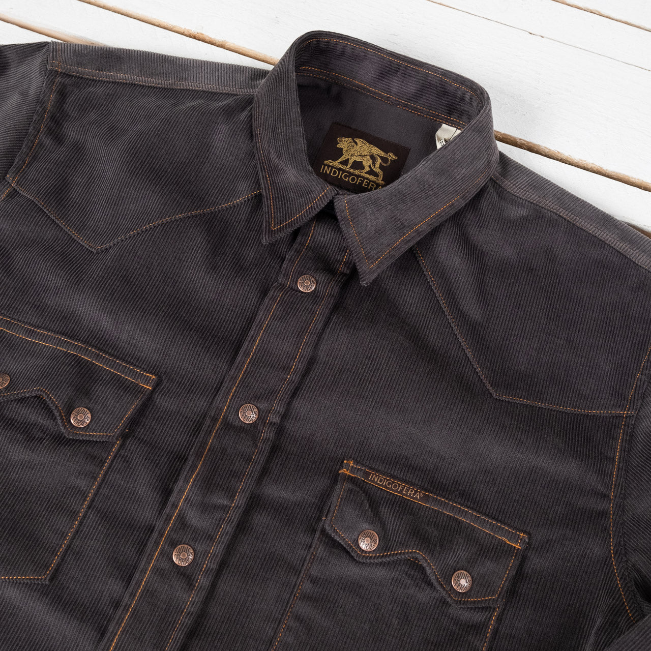 Ryman Corduroy Shirt Steel Grey