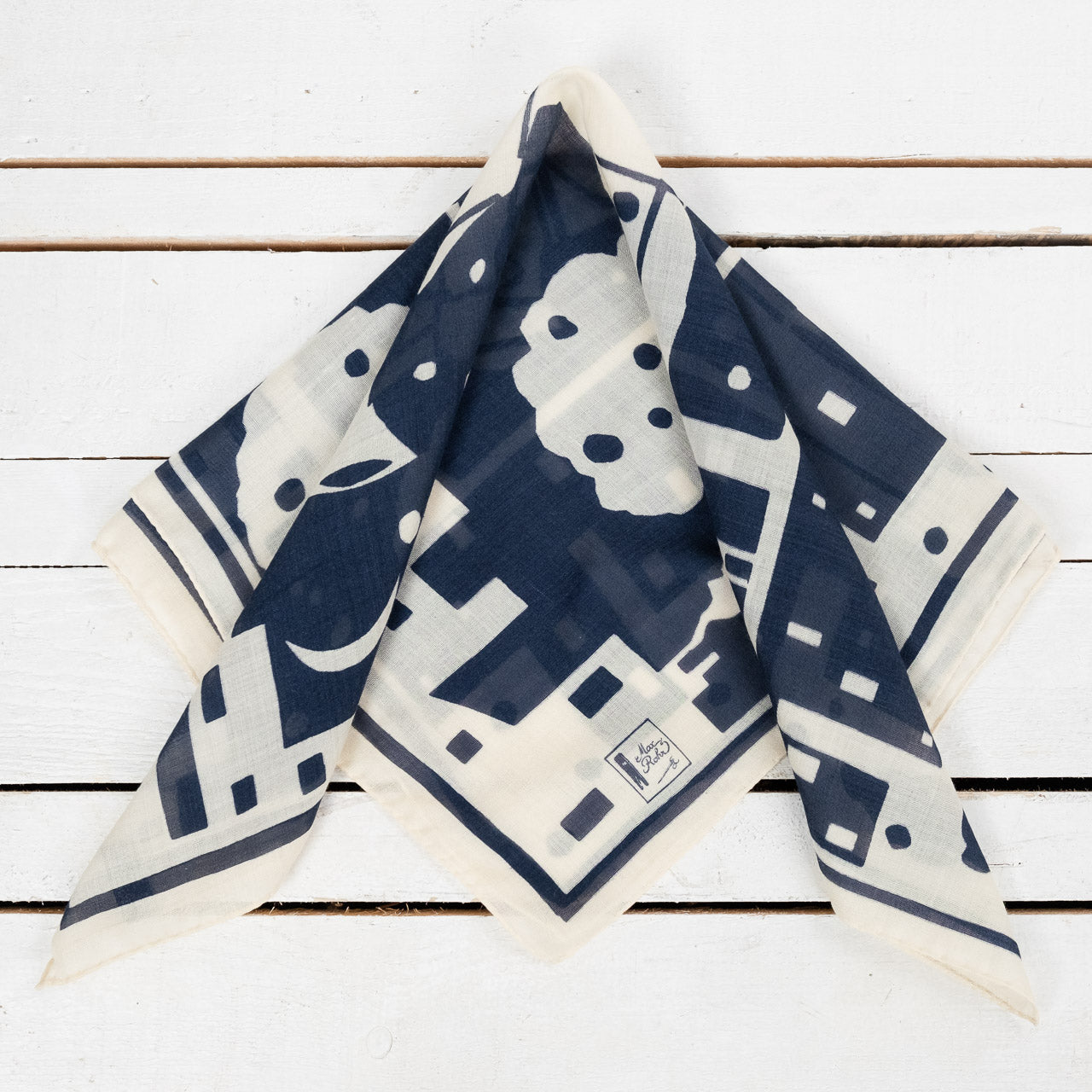 Foulard Bandana Wool Silk Blue