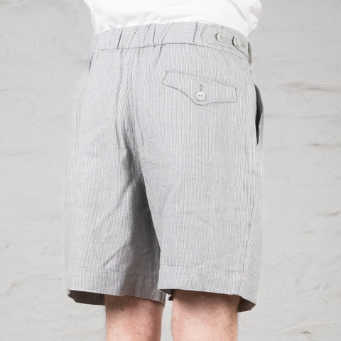 Oblique Shorts Linen Serge Light Grey Striped