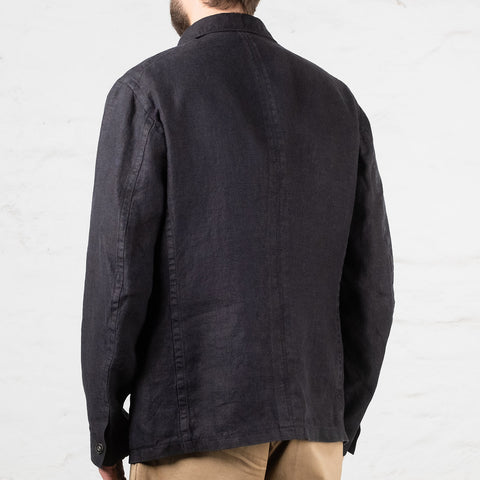 Peak Lapel Lounge Jacket Linen Black