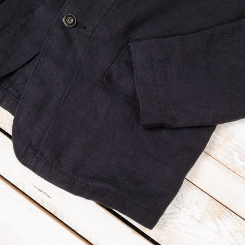 Peak Lapel Lounge Jacket Linen Black